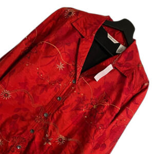 New Coquette M Red Floral Silk Lined Blazer Embroidery Tailored Luxury AOP a7